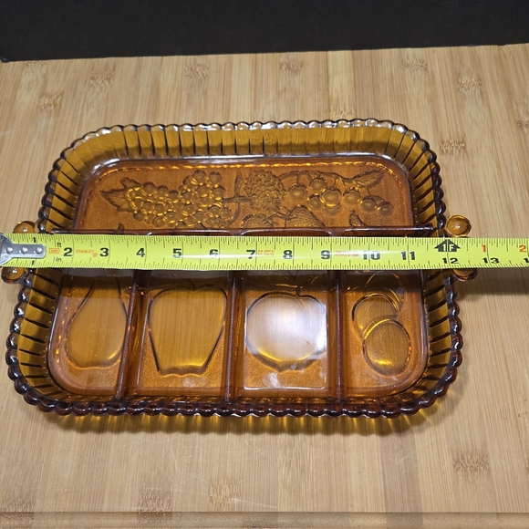 INDIANA GLASS AMBER DEPRESSION DIVIDED RELISH TRAY FRUIT PLATTER - Picture 15 of 16